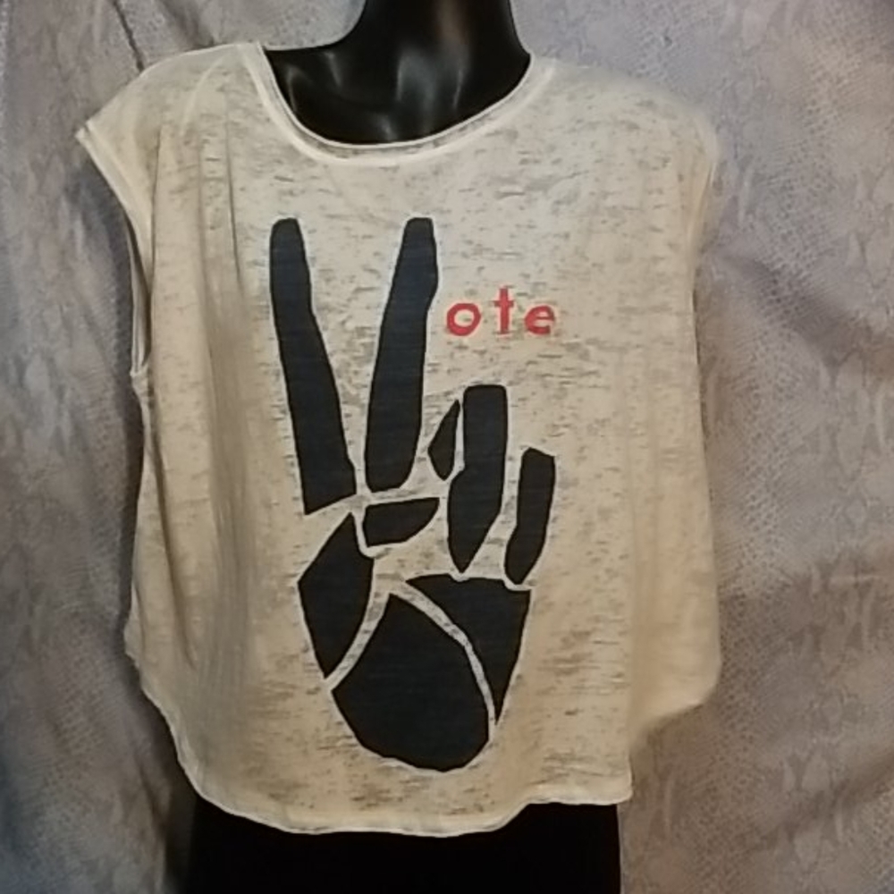 Rachel Roy VOTE peace burn out tee white america